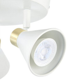 First Choice Lighting Set Of 2 Burton - Matt White & Gold Detail 3 Way Ceiling Spotlights - thumbnail 4
