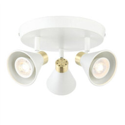 First Choice Lighting Set Of 2 Burton - Matt White & Gold Detail 3 Way Ceiling Spotlights - thumbnail 3