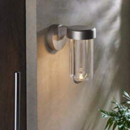 Brushed Silver Outdoor Wall Light With Glass Shade - Ip44 Rated - Integrated Led - thumbnail 5