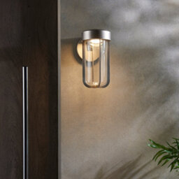 Brushed Silver Outdoor Wall Light With Glass Shade - Ip44 Rated - Integrated Led - thumbnail 3