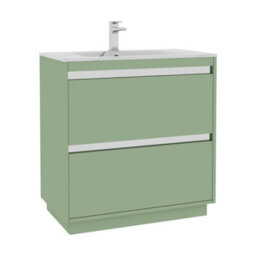 Royal Bathrooms Orion 800mm Mint Sage 2 Drawer Floor Standing Bathroom Vanity Unit With Carrara White Basin & Chrome Accent Trim - thumbnail 7