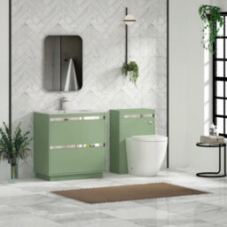 Royal Bathrooms Orion 800mm Mint Sage 2 Drawer Floor Standing Bathroom Vanity Unit With Carrara White Basin & Chrome Accent Trim - thumbnail 3