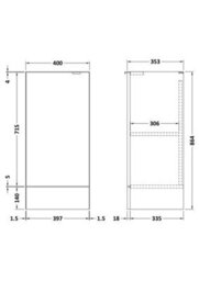 Hudson Reed Fusion Floor Standing 1 Door Base Unit, Gloss Grey High Gloss Painted, 400 X 355 X 864mm - thumbnail 3