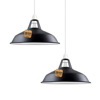 Ledsone Industrial Pendant Lights Metal Lamp Shades In A Modern Shades For Ceiling Lights Lampshades Black Inner White,2Pack - image 1