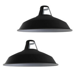 Ledsone Industrial Pendant Lights Metal Lamp Shades In A Modern Shades For Ceiling Lights Lampshades Black Inner White,2Pack - thumbnail 5