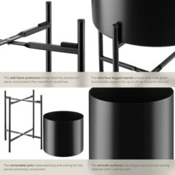 Tectake Plant Stands Kalmar, Set Of 2 Decorative Plant Pots In Black Steel   31 X 56 Cm - Black - thumbnail 4