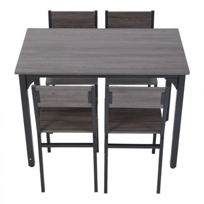 5 Piece Dining Table And Chairs Set Wooden Space Saving With Metal Frame 4 Seats - image 1