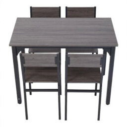 5 Piece Dining Table And Chairs Set Wooden Space Saving With Metal Frame 4 Seats - thumbnail 1