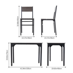 5 Piece Dining Table And Chairs Set Wooden Space Saving With Metal Frame 4 Seats - thumbnail 2
