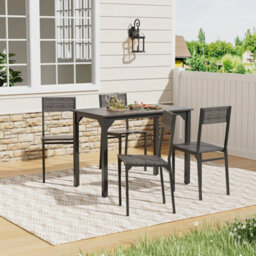 5 Piece Dining Table And Chairs Set Wooden Space Saving With Metal Frame 4 Seats - thumbnail 5