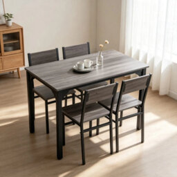 5 Piece Dining Table And Chairs Set Wooden Space Saving With Metal Frame 4 Seats - thumbnail 6
