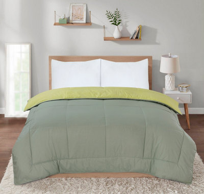 SleepyNights Reversible Coverless Duvet - Lemon & Smoke Green - King - image 1