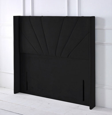 "Adore Designs Alexander Winged Plush Velvet 3Ft Single 50"" Floor Standing Headboard - Black"