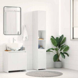 Berkfield Sturdy Bathroom Cabinet White 30X30X183.5 Cm Engineered Wood - thumbnail 2