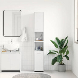 Berkfield Sturdy Bathroom Cabinet White 30X30X183.5 Cm Engineered Wood - thumbnail 3