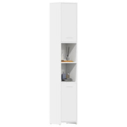 Berkfield Sturdy Bathroom Cabinet White 30X30X183.5 Cm Engineered Wood - thumbnail 4