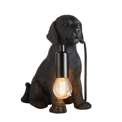 Loops Stylish Matt Black Labrador Puppy Table Lamp - Perfect Dog-Themed Bedside Lighting - image 1