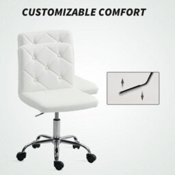 Homcom Modern Vanity Computer Desk Chair With Rolling Wheels, White - thumbnail 6