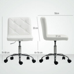 Homcom Modern Vanity Computer Desk Chair With Rolling Wheels, White - thumbnail 3