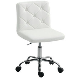 Homcom Modern Vanity Computer Desk Chair With Rolling Wheels, White - thumbnail 2