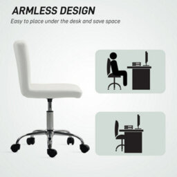 Homcom Modern Vanity Computer Desk Chair With Rolling Wheels, White - thumbnail 5