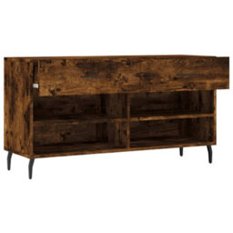 Berkfield Shoe Bench Smoked Oak 102X35X55 Cm Engineered Wood - thumbnail 5