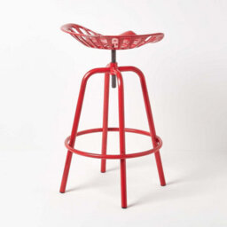 Homescapes Vintage Style Metal Red Adjustable Tractor Seat Bar Stool - thumbnail 5