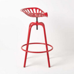 Homescapes Vintage Style Metal Red Adjustable Tractor Seat Bar Stool - thumbnail 4