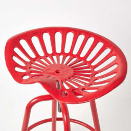 Homescapes Vintage Style Metal Red Adjustable Tractor Seat Bar Stool - thumbnail 3