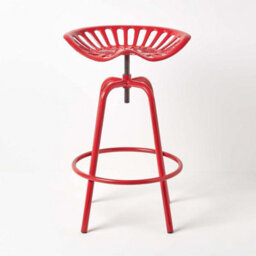 Homescapes Vintage Style Metal Red Adjustable Tractor Seat Bar Stool - thumbnail 2