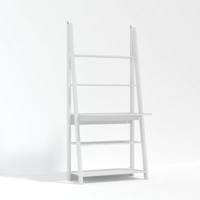 LPD Tiva White Ladder Desk - Sleek Workspace With 3 Shelves & Modern Design W 84 X L 50 X H 175.4 Cm - image 1