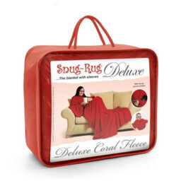 Red Snug Rug Deluxe Blanket With Sleeves Luxury Cosy Super Soft Coral Fleece Fabric Long Oversized Pouch Pocket Adults - thumbnail 3