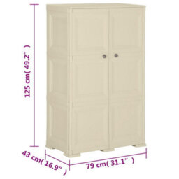 Vidaxl Plastic Cabinet 79X43X125 Cm Wood Design Angora White - thumbnail 8
