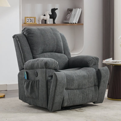 Matteo Power Lift Recliner Chair With 8-Point Vibration Massage, Lumbar Heat, Cup Holders & Storage Pockets - Grey Fabric - image 1