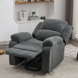 Matteo Power Lift Recliner Chair With 8-Point Vibration Massage, Lumbar Heat, Cup Holders & Storage Pockets - Grey Fabric - thumbnail 5