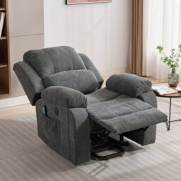 Matteo Power Lift Recliner Chair With 8-Point Vibration Massage, Lumbar Heat, Cup Holders & Storage Pockets - Grey Fabric - thumbnail 7