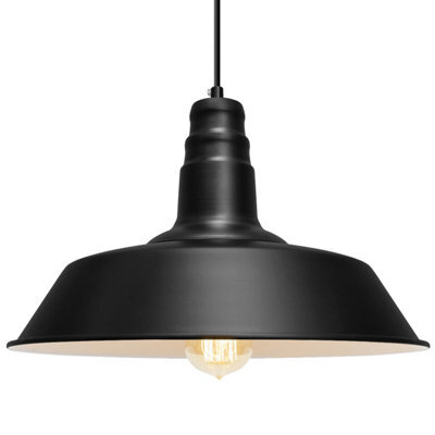 Long Life Lamps Company Retro Vintage Ceiling Black Pendant Light Metal M0139 - image 1