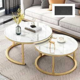 Nesting Coffee Tables Set Of 2 Round Stacking Sofa Side Tables - thumbnail 1