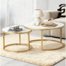 Nesting Coffee Tables Set Of 2 Round Stacking Sofa Side Tables - thumbnail 4
