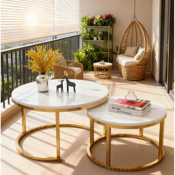 Nesting Coffee Tables Set Of 2 Round Stacking Sofa Side Tables - thumbnail 5