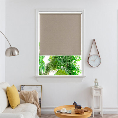GoodHome Iwerne Corded Beige Blackout & Thermal Roller Blind (W)120Cm (L)180Cm - image 1