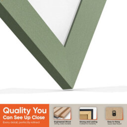 "AK Frames 25X17"" Green Modern Vinyl Record Frame With White Mount For 12 Inch Lp Cover & Disc - Overlapped Design" - thumbnail 3