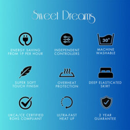 Sweet Dreams Electric Blanket Single Bed Size Machine Washable Elasticated Skirt - Overheat Protection - thumbnail 7