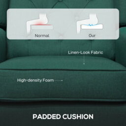 Homcom Accent Chair Wingback Armchair Tufted Club Wood Fabric, Dark Green - thumbnail 5