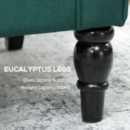 Homcom Accent Chair Wingback Armchair Tufted Club Wood Fabric, Dark Green - thumbnail 7