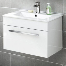 iBathUK Avon 1 Drawer Wall Hung Vanity Unit With Basin - 615mm X 415mm - 1 Tap Hole - thumbnail 4