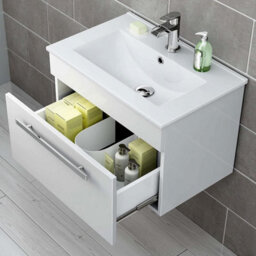 iBathUK Avon 1 Drawer Wall Hung Vanity Unit With Basin - 615mm X 415mm - 1 Tap Hole - thumbnail 7
