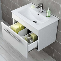 iBathUK Avon 1 Drawer Wall Hung Vanity Unit With Basin - 615mm X 415mm - 1 Tap Hole - thumbnail 3