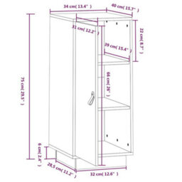 Vidaxl Sideboard Grey 34X40X75 Cm Solid Wood Pine - thumbnail 3