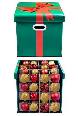 Christmas Tree World Multi-Purpose Decorations Storage Ottoman Box - With Partitions - image 1